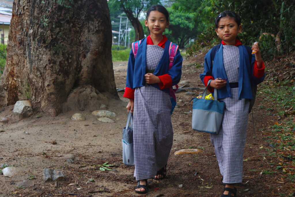 9th image from my "Portrait from Bhutan" series. These two girls were going to their school in Khuruthang, Bhutan.