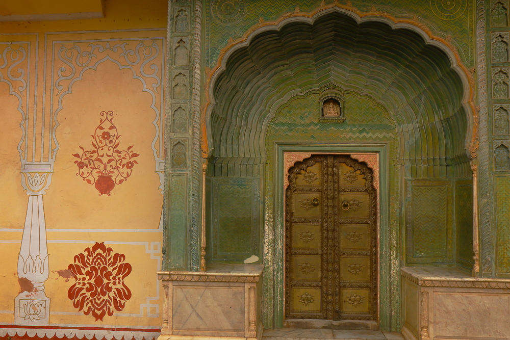 Image of Lehriya Gate inside City Palace, Jaipur. This gate represents "spring" season.