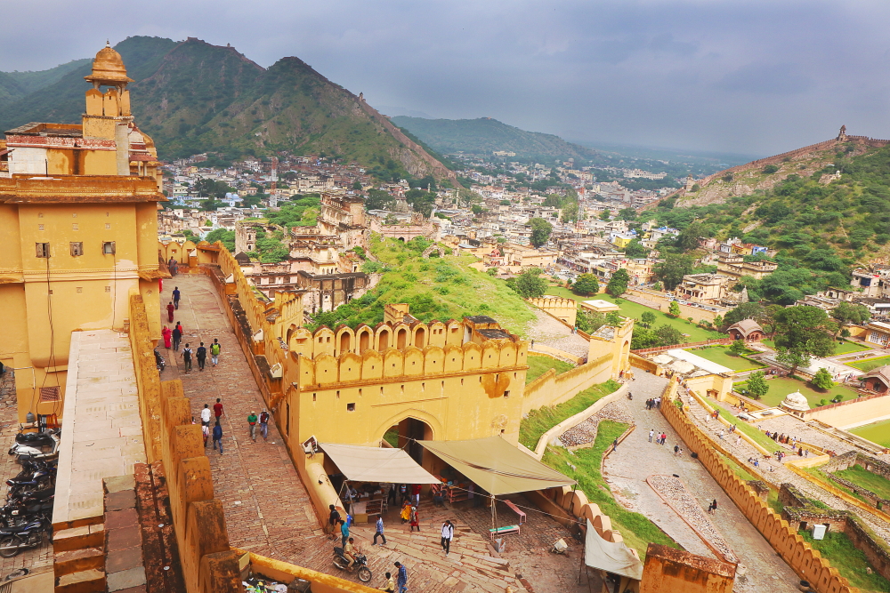 An aerial view of Jaipur city from Amer Fort.