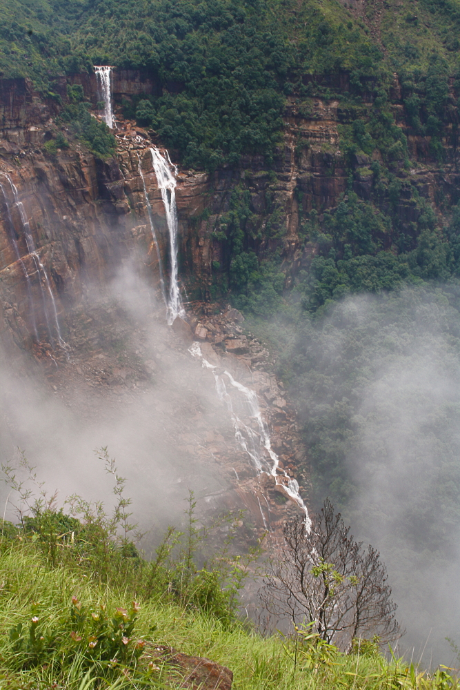 An image of Wakaba Falls falling in the deep gorge below
