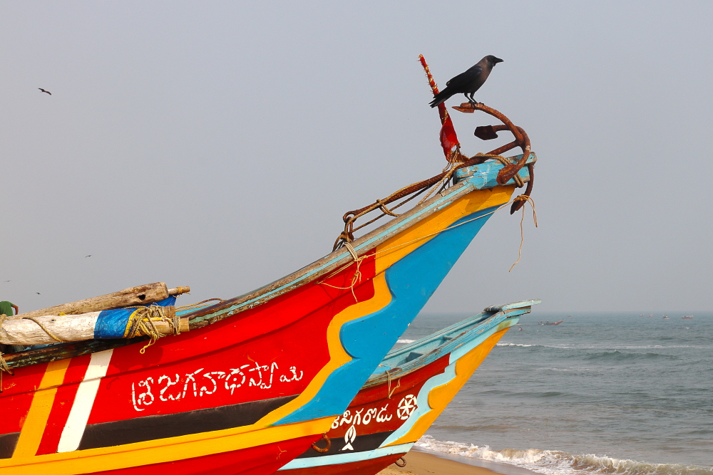 Colourful boats in Penthakata sea beach