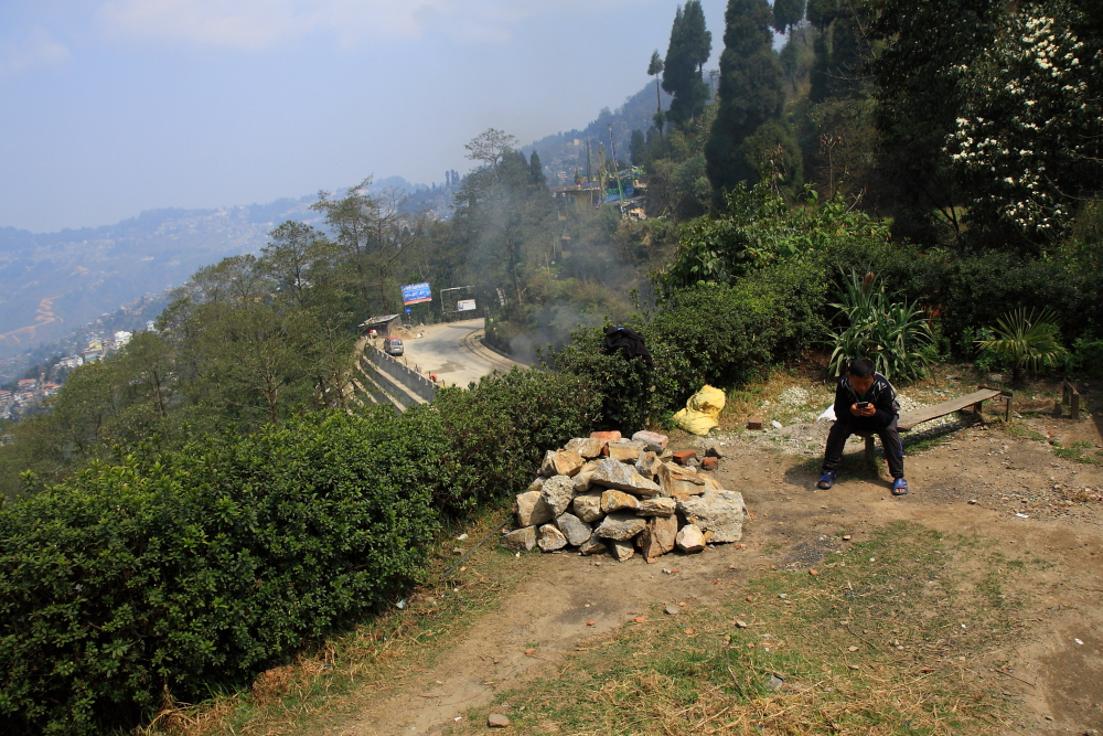 View of Hill Cart Road from Batasia Loop in Darjeeling.
