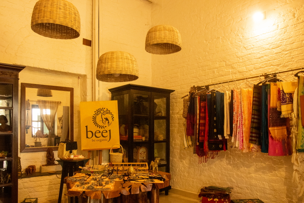Inside Beez - the boutique shop where a number of Sabai Grass, Dokra and Ikat items are kept to be purchased by guests.